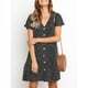 thumbnail image 1 of Mini vestido de camiseta corto suelto con volantes y botones de lunares con cuello en V para mujer Adepaton CJWUS-4510, 1 of 1