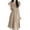 Beige, variant on ZANZEA Polyester Short Sleeve V-Neck With Back Zipper Mid-Calf Length Dresses Womens