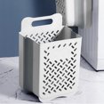 thumbnail image 3 of Tamaño Blanco Y (altamente Equipado Con Respaldo Adhesivo) Cesta Ropa Sucia Plegable para Uso Doméstico Sin Perforaciones Montada en La Pared Cesta Almacenamiento Ropa Baño Engrosada Plástico (gris), 3 of 8