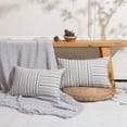 thumbnail image 2 of Black and Beige 12x20 Farmhouse Pillow Covers Set of 2 Black Linen Striped Patchwork Boho Lumbar Pillow Cover for Living Room Couch and Sofa, 2 of 6