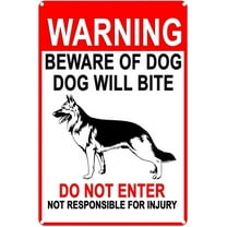 Metal Tin Sign German Shepherd Warning Sign, Warning Beware Dog Tag Metal Tin Sign Fashion Decoration 12 X 8 Inches