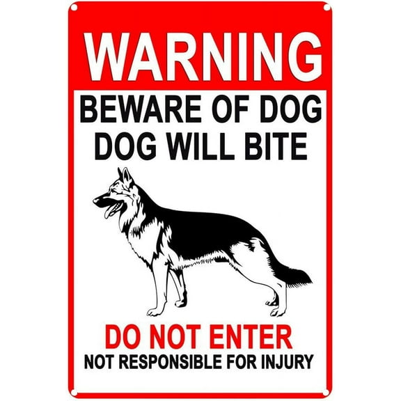 Metal Tin Sign German Shepherd Warning Sign, Warning Beware Dog Tag Metal Tin Sign Fashion Decoration 12 X 8 Inches
