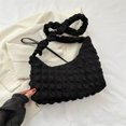 thumbnail image 4 of Bolsos de burbujas para mujer, bolsos de mano de color sólido con correa suave con cordón (negro), 4 of 9