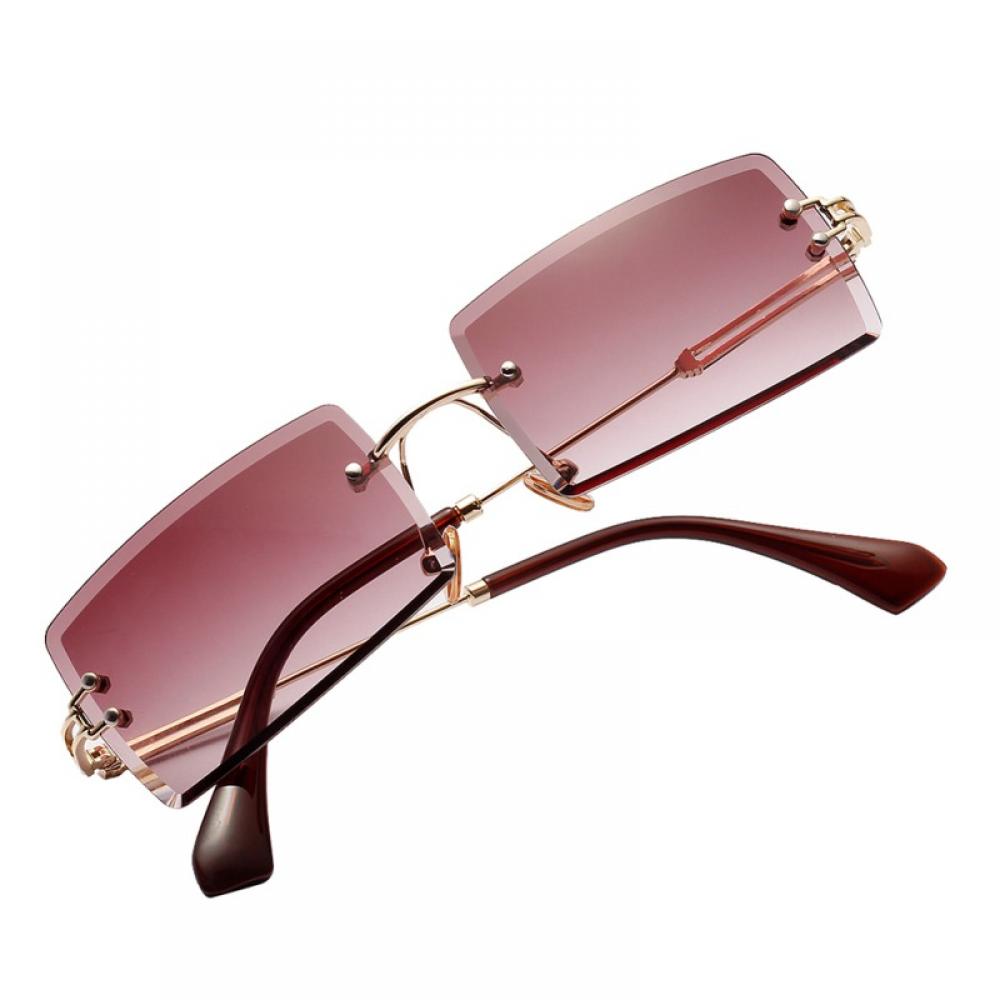 Fashion Small Rectangle Sunglasses Women Ultralight Candy Color Rimless Ocean Sun Glasses - Purple - image 5 of 5
