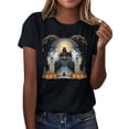 thumbnail image 2 of Frostluinai Halloween Graphic Shirts for Women Spooky Season Holiday Party Tops Short Sleeve Crew Neck Daily Walking Casual Shirt S-3XL, 2 of 7