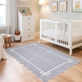 thumbnail image 3 of Nanan 5'x7' Scalloped Bow Border Area Rug, Modern Solid Washable Rug with Non Slip TPR Backing, Stain Resistant Low Pile Indoor Carpet Mat for Bedroom Hallway Nursery Decor, Grey, 3 of 7