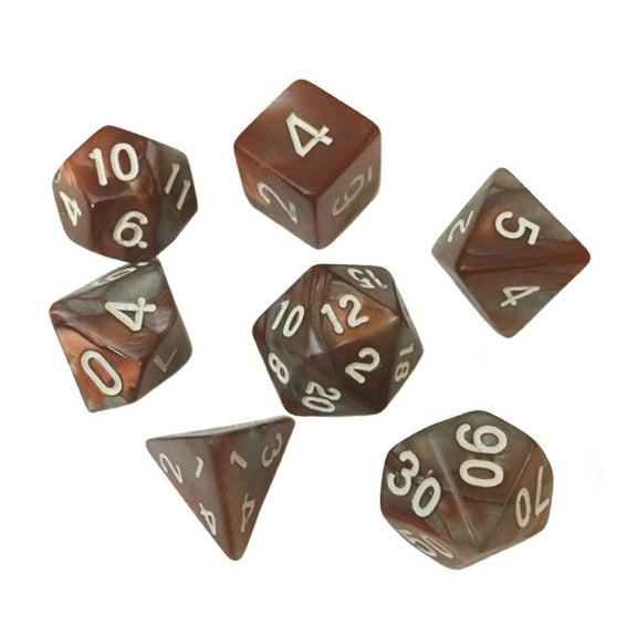 Copper and Steel Swirled Color - Pack of 7 Polyhedral Dice (7 Die in Set) | Role Playing Game Dice | D4, D6, D8, D10, D%, D12, and D20 -