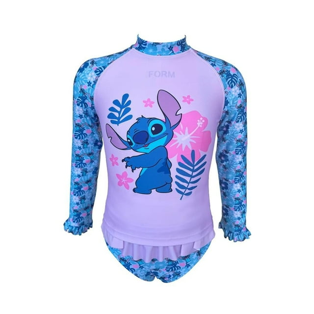 Traje de Baño para Niña Stitch Talla 12 Estampado Manga Larga 2 Piezas Multicolor