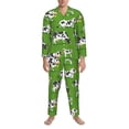 thumbnail image 3 of Fotbe Cows With Calfs Green Pijama de Hombre con Estampado de Manga Larga, Conjunto de 2 Piezas, Ropa de Dormir Suave y Cómoda con Bolsillos-Medium, 3 of 7