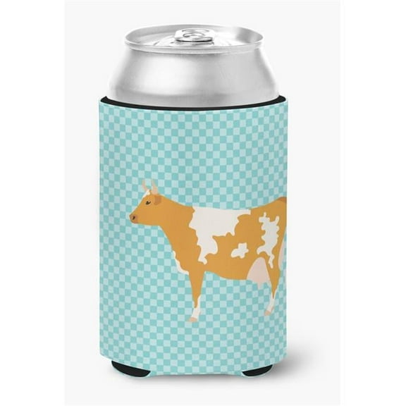 Guernsey Cow Blue Check Can or Bottle Hugger