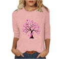 thumbnail image 2 of Jinhomg Inspirational Breast Cancer Awareness Tops for Women Cute Pink Ribbon Tree Print Tees Loose Comfy 3/4 Sleeve Tunic Pullovers Dressy Casual Holiday T-Shirts Pink XL, 2 of 4