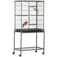 thumbnail image 1 of PawHut Grande Cage à Oiseaux de 64 Pouces, Cage Roulante en Métal pour Perroquet, Nichoir avec Support Roulant Détachable, Tablette de Rangement, Perchoir en Bois, Contenant à Nourriture, 30.25 Pouces x 18.5 Pouces x 64 Pouces, 1 of 9
