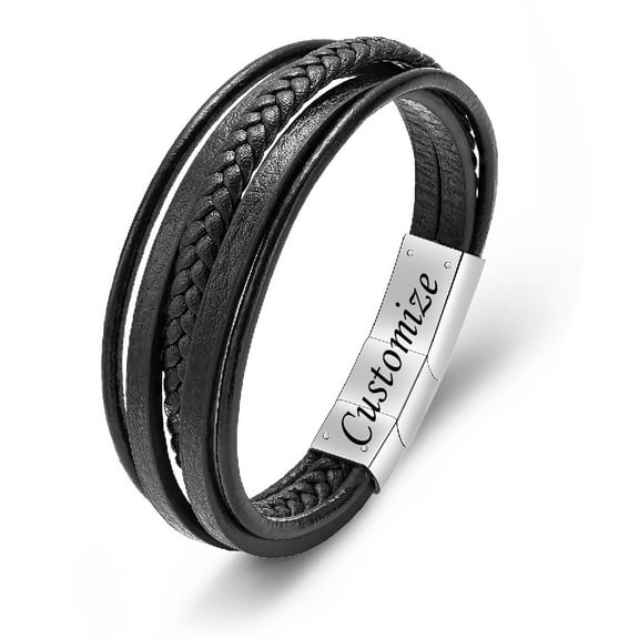 Customize Women Men Multi-Layer Leather Bangle Cremation Jewelry for Ashes Funeral Urn Bracelet for Ashes Holder with 1.5cm Extension Clasp