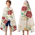 thumbnail image 3 of Pioneer Flower Floral Print Pattern Hooded Bath Towel，60"x35" for Ages 3 To 12 Kids, Quick Dry Lightweight Soft Microfiber Hood Beach Towel Cover Up for Kids, 3 of 7