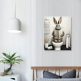thumbnail image 4 of HENGT LXLSMWA Bathroom Decor Rabbit Wall Art, Rabbit Reading Newspaper on Toilet Black and White Canvas Prints Poster, 4 of 5
