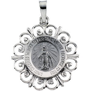 Patrick Medal Jewels By Lux 14k White Gold 15mm Round St
