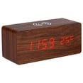 thumbnail image 2 of Reloj de madera Reloj digital LED Creativo Carga inalámbrica Termómetros electrónicos Reloj despertador Fuente de alimentación dual Función de control de voz Alarma de carga inalámbrica, 2 of 6