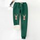 thumbnail image 3 of Gibobby pantalones para mujer Mujer estampado navideño Otoño Invierno terciopelo bolsillos cálidos cintura elástica pierna deportes pantalones casuales (Verde, S), 3 of 4