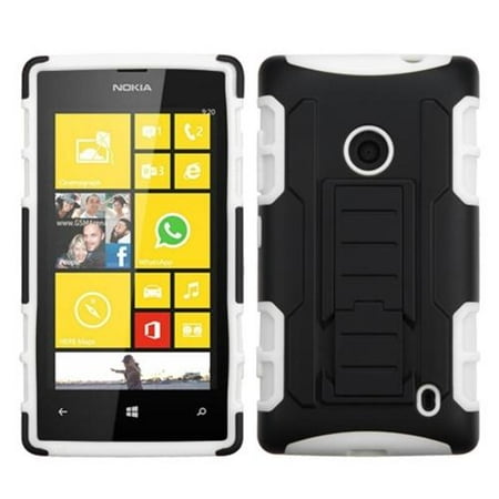 Insten Black/White Car Armor Stand Protector Rubberized Case For NOKIA Lumia 520