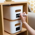 thumbnail image 7 of Stackable Storage Bin with Bamboo Lids 4 Packs White 10" x 7" x 6", 7 of 7