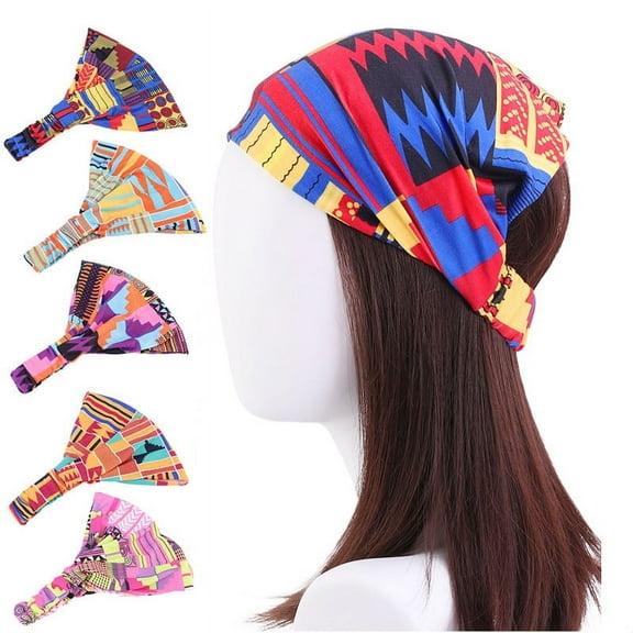 Yoyauz African Headband, Bohemian Print Headband, Yoga Exercise Headband, Elastic Twisted Bandana Headband, Suitable For Women, Girls, Hair Accessories
