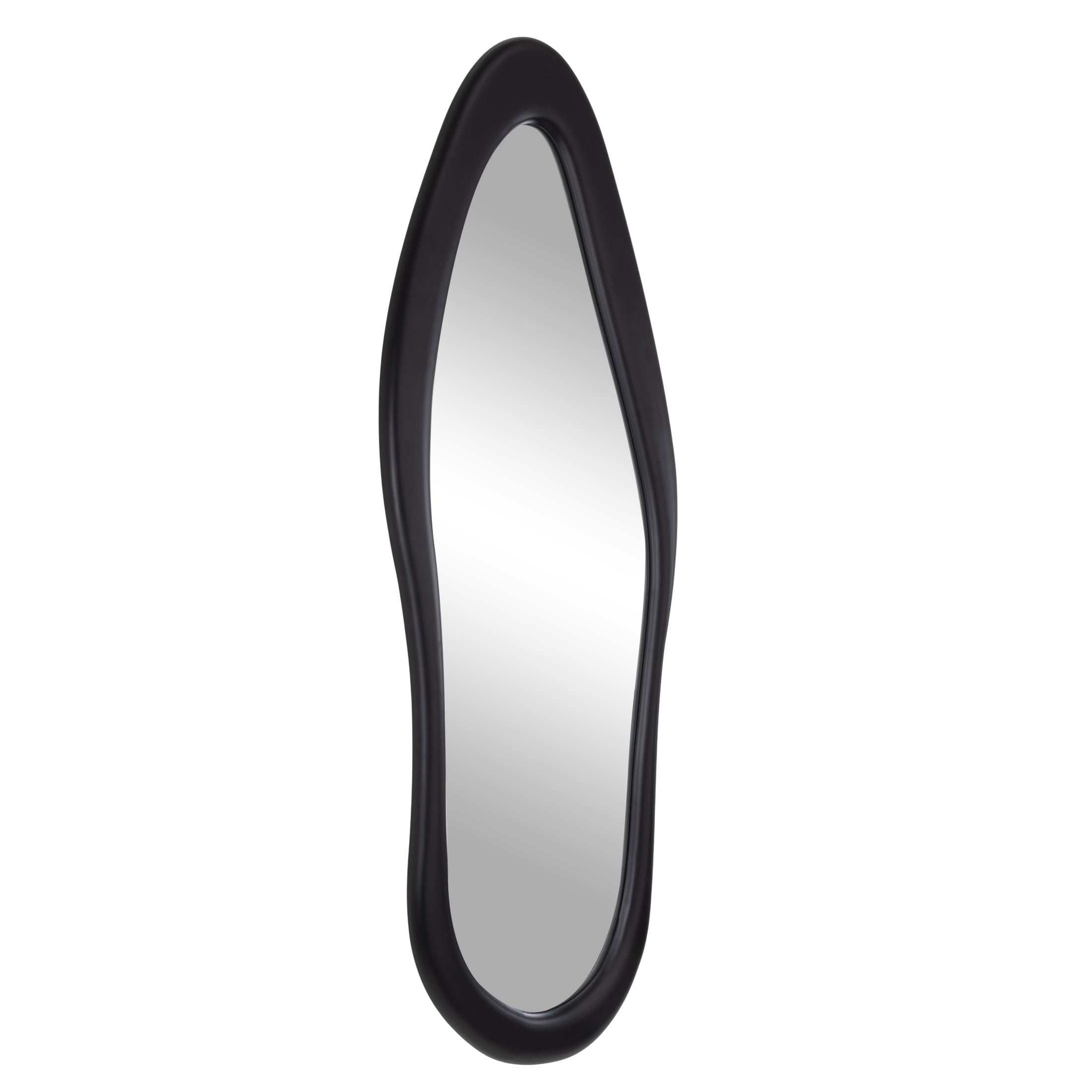 DecMode 23" x 63" Black Wavy Abstract Wall Mirror
