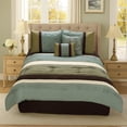 thumbnail image 6 of Benjara 6 Piece King Comforter Set with Pleats and Embroidery- Green and Blue, 6 of 7