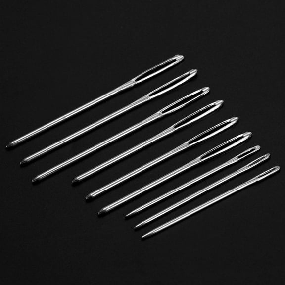 KALLORY 9Pcs Sewing Needles for Thick Material with Tip and Thick Shaft for Knitting and Crochet