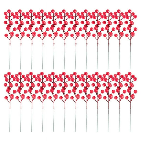 Red Berry Stems,24 Pack 7.9 Inch Artificial Christmas Berries Holly Picks Branch for Tree,DIY Wreath,