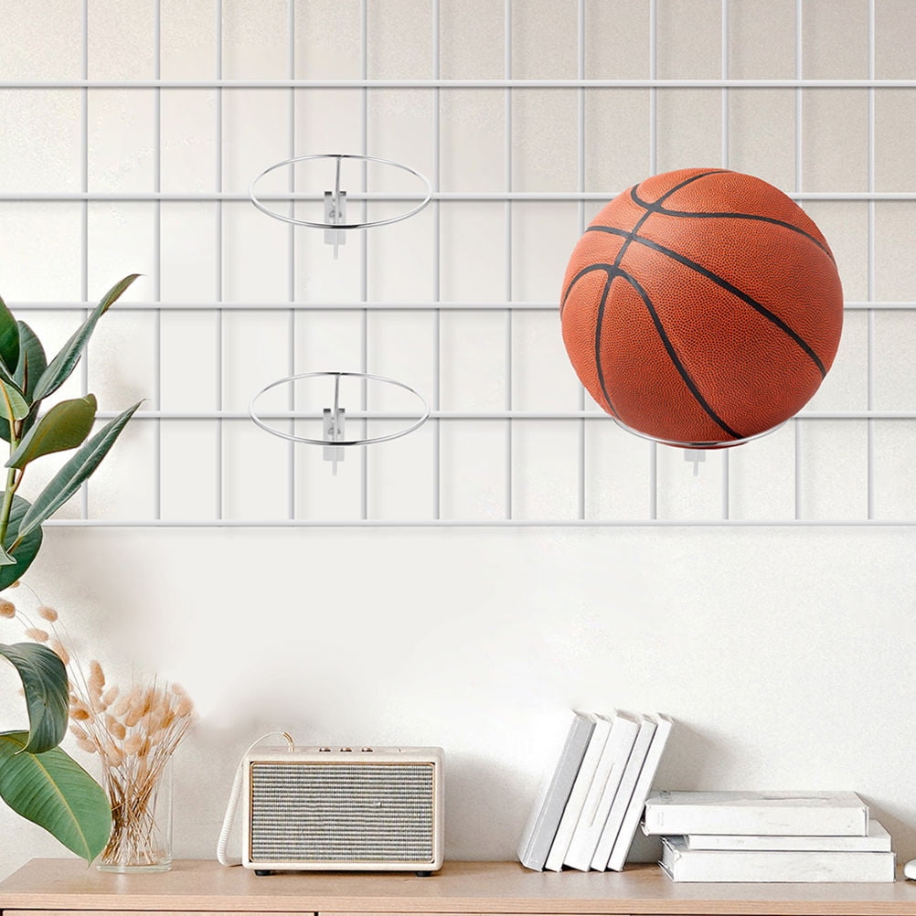 LABSERRON 8Pcs Silver Sports Ball Storage Rack for Basketball Volleyball Soccer Display