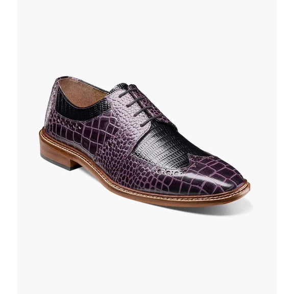 Stacy Adams Travato Wingtip Shoes Animal Print Leather Purple Multi 25737-540
