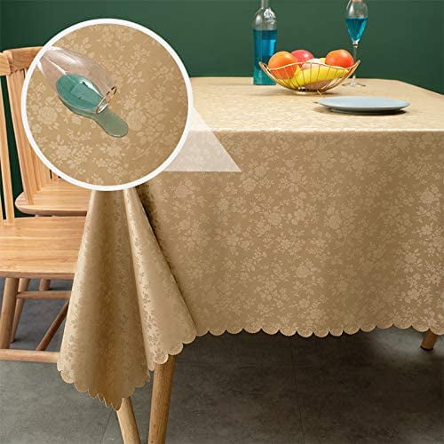 Italian Gold Marble Rectangle Tablecloth Spill Water Proof for Outdoor Indoor Table 54x72
