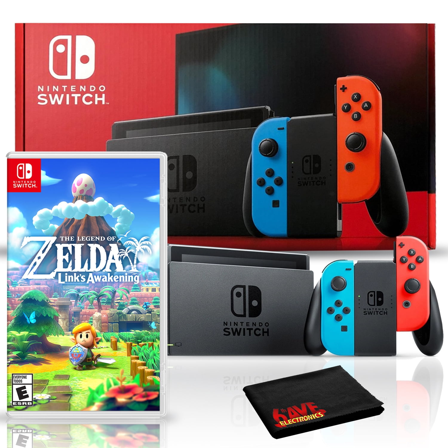 modder Dwaal Wat mensen betreft Nintendo Switch with Neon Blue and Red Joy-Con Bundle with The Legend of  Zelda: Links Awakening - Walmart.com