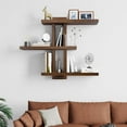 thumbnail image 2 of Variable Wood Floating Shelves Set of 3, Wall Cube Shelves 28.35" Max, Wall Shelves for Living Room Bathroom Bedroom - Light Walnut Color - 28.35" x 23" x 5.9" Max, 2 of 7