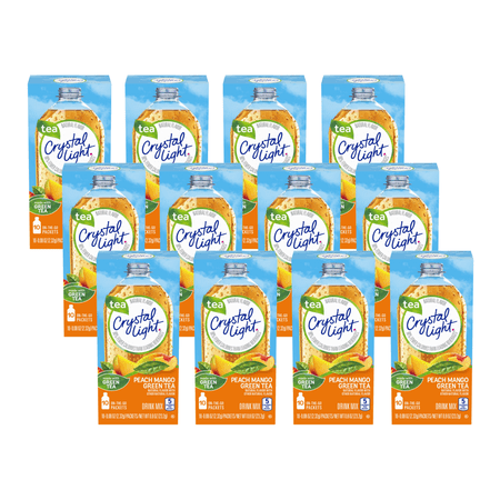 Crystal Light On The Go Peach Mango Green Tea, 10 CT (Pack of 12)