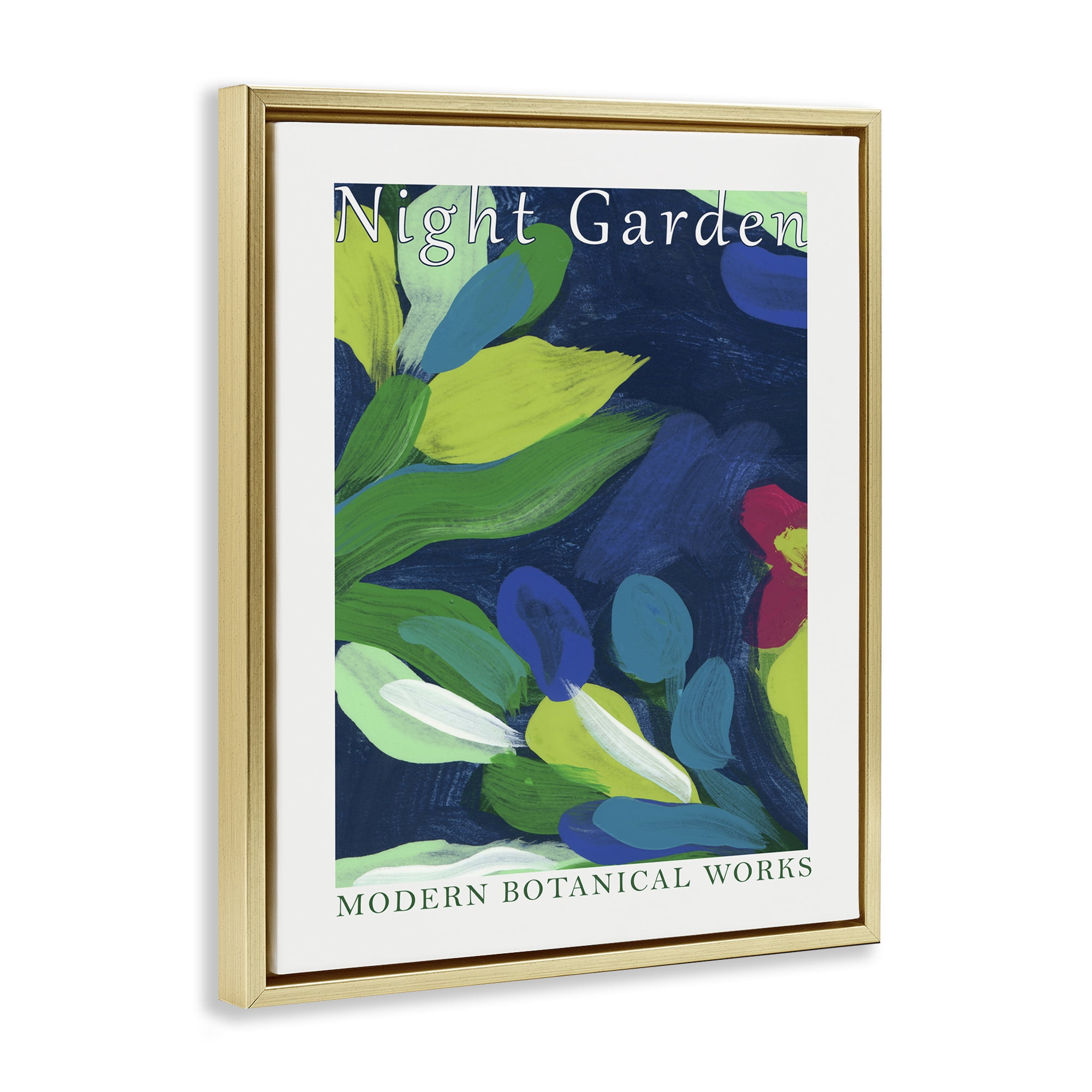 Stupell Industries Modern Botanicals Museum Abstract Painting Gold Floater Framed Canvas Art Print Wall Art, 25 x 31