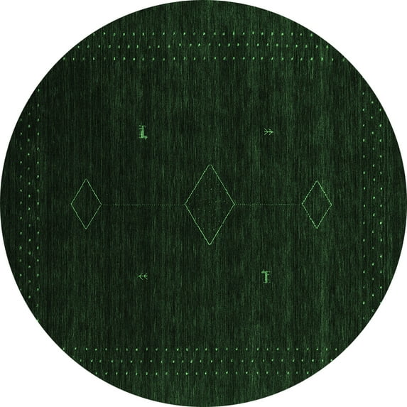Ahgly Company Indoor Round Abstract Emerald Green Contemporary Area Rugs, 4' Round