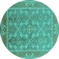 thumbnail image 1 of Ahgly Company Indoor Round Oriental Turquoise Blue Industrial Area Rugs, 3' Round, 1 of 4