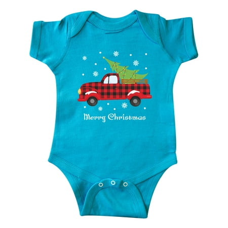 

Inktastic Plaid Vintage Christmas Truck Gift Baby Boy or Baby Girl Bodysuit