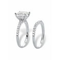 thumbnail image 2 of PalmBeach Jewelry White Cubic Zirconia 2-Piece Bridal Wedding Ring Set in Platinum-Plated Sterling Silver, 2 of 5