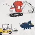 thumbnail image 2 of J-pinno Dinosaur Construction Work Digger Cars Vehicle Cute Cozy Fun Twin Sheet Set for Kids Girls Children 100% Cotton Flat Sheet + Fitted Sheet + Pillowcase Bedding Set, 2 of 6