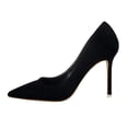 thumbnail image 3 of AUDeals Women Suede Pointed Closed Toe Stiletto Pumps, Fashion High Heel Dress Shoes, Comfort Footwear for Wedding, Party & Office Daily Wear (Black, 8.5), 3 of 4