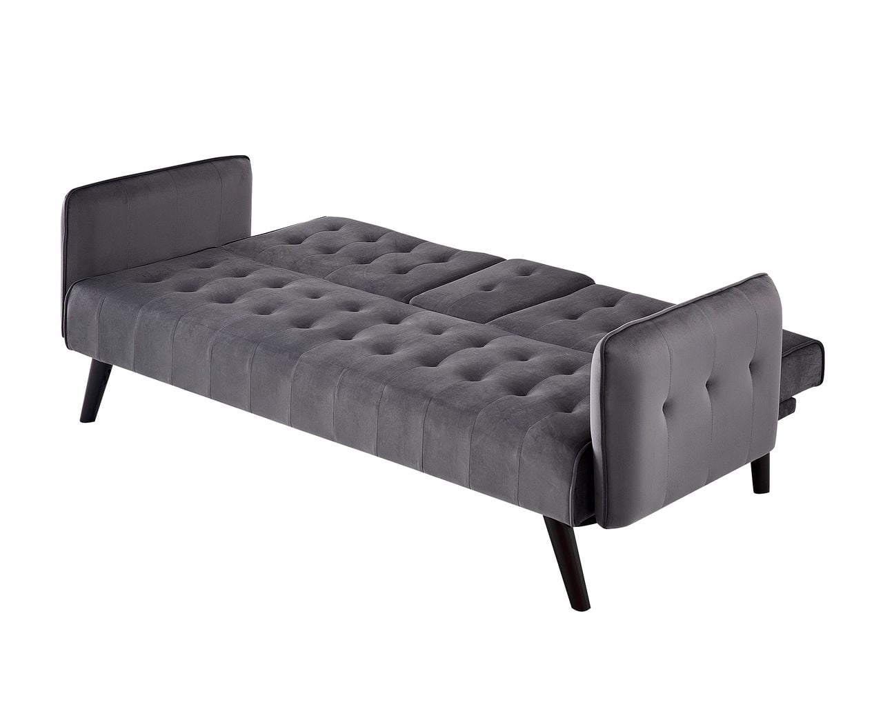 Gewnee 72" Convertible Sofa Bed,Tufted Velvet 3‑Seater Folding Futon Sleeper Couch with Cup Holders,Modern Couch for Home and Guest Room，Dark Gray
