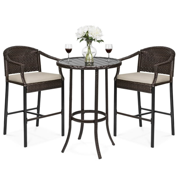 Best Choice Products 3-Piece Outdoor Wicker Table Bar Set ... on Outdoor Bar Supplies id=47233