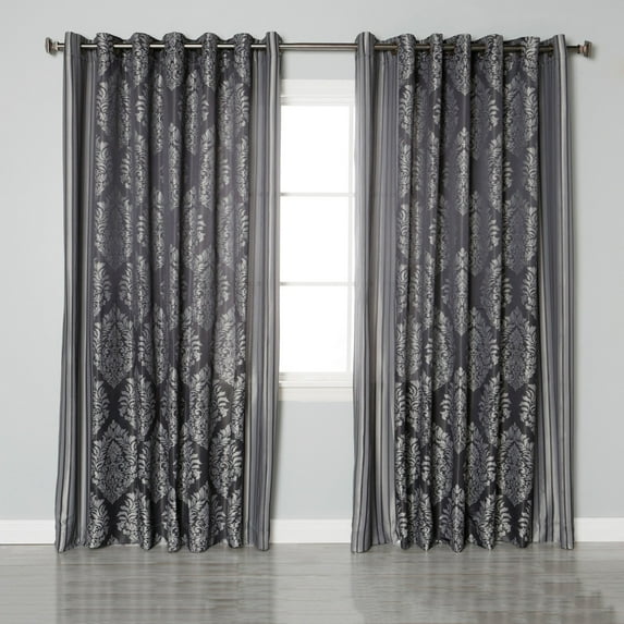 Best Home Fashion Wide Damask Jacquard Grommet Curtain Panels