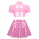 thumbnail image 5 of Conjunto de lencería de charol brillante para mujer, ropa de discoteca, Top corto con cremallera en la espalda recortada y falda acampanada de corte A, traje de fiesta Rave, 5 of 5