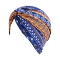 thumbnail image 2 of Gorros de Quimio de Algodón Suave Turbante para la Pérdida de Cabello Naranja Azul Marino, 2 of 8