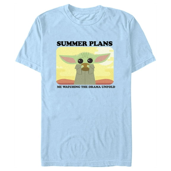 Men's Star Wars: The Mandalorian Grogu Summer Plans Me Watching the Drama Unfold Graphic Tee Light Blue X Large
