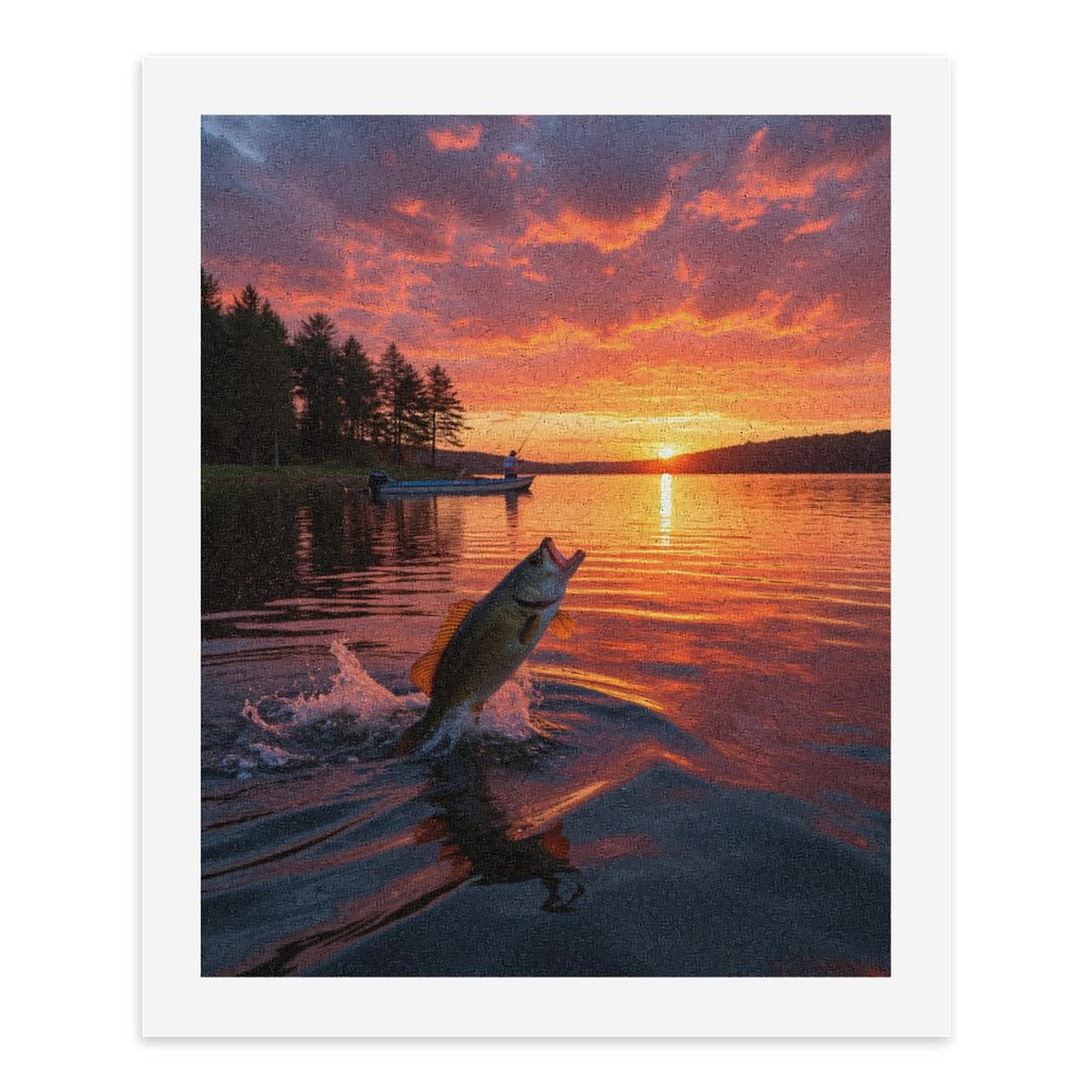 Paint By Numbers Kit for Adults Beginner - DIY Fishing Sunset Lake Splashing Water Canvas Painting Kits for Adults, Frameless Paint By Number for Adults for Home Wall Decor 16x20 Inch