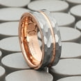 thumbnail image 4 of Metal Masters Mens Hammered Grooved Tungsten Carbide Wedding Band Ring Silver Rosegold-tone Comfort-Fit 8mm, 4 of 6